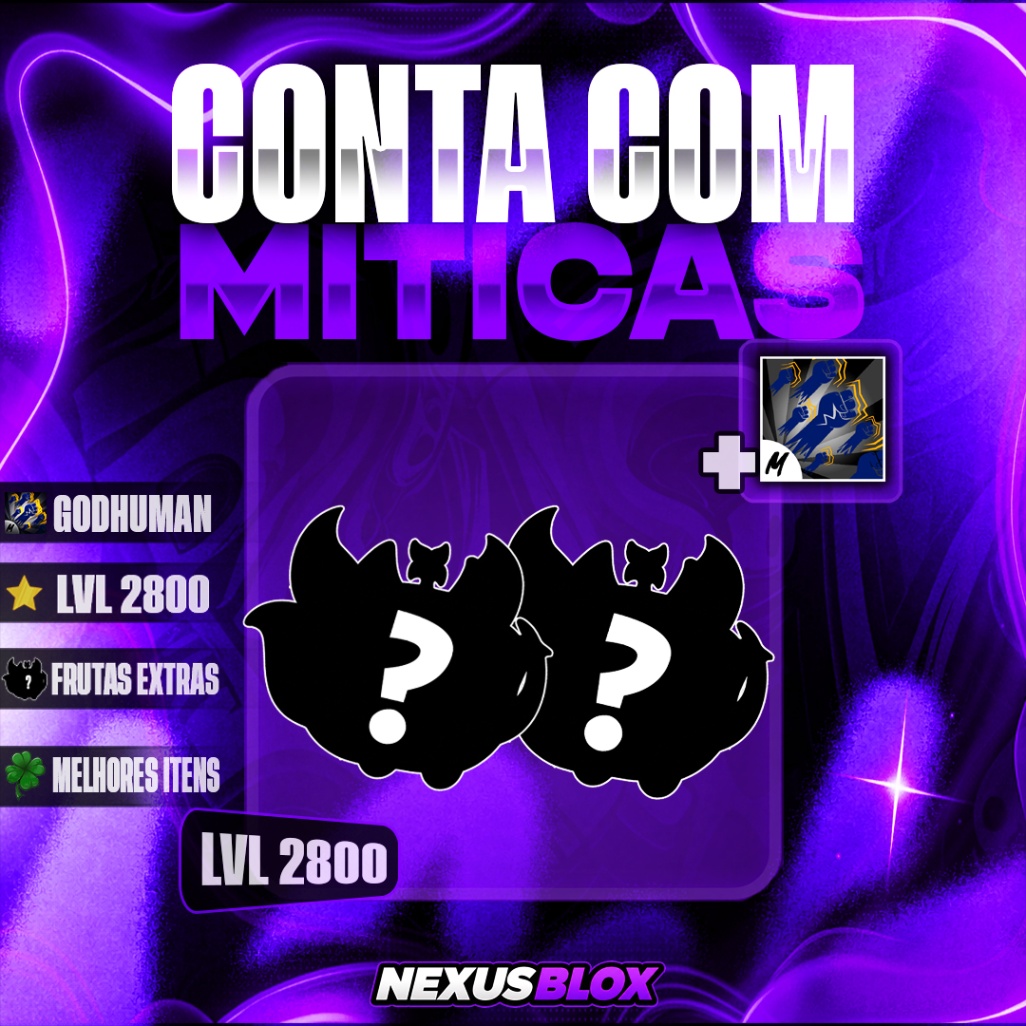 🍎 4 A 2 FRUTAS MITICAS ALEATORIAS + GODH + LVL 2800 + ITENS RANDOM
