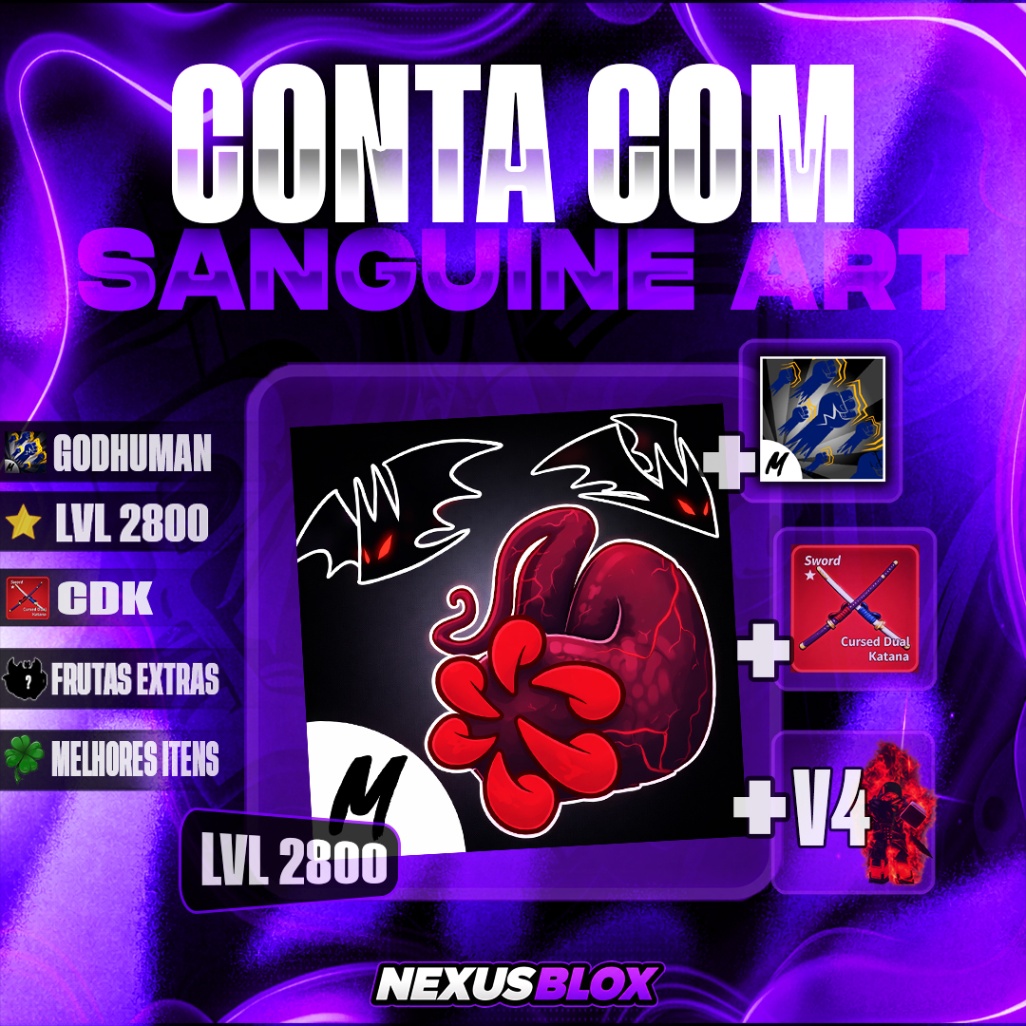 🟥CONTA COM SANGUINE-ART + V4 SHARK + GODH + LVL 2800 + ITENS RANDOM