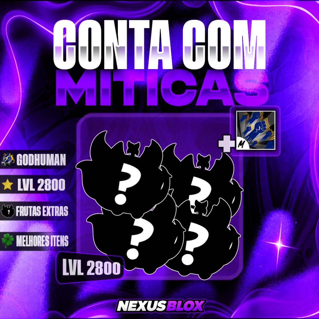 🍎 6 A 4 FRUTAS MITICAS ALEATORIAS + GODH + LVL 2800 + ITENS RANDOM
